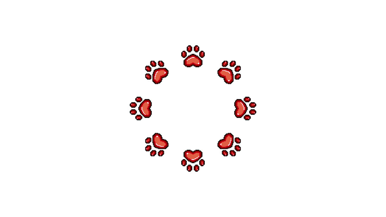 Pixel Art Paw Spinning Circle Animated Overlay Transparent 30fps (4)