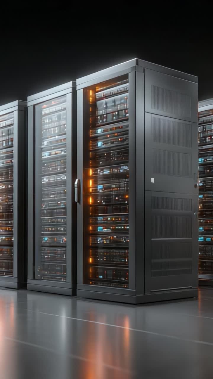 A Futuristic Display of Network Servers with Glowing Lights, Showcasing Advanced Technology and Data Storage Solutions in a Sleek, High-Tech Environment