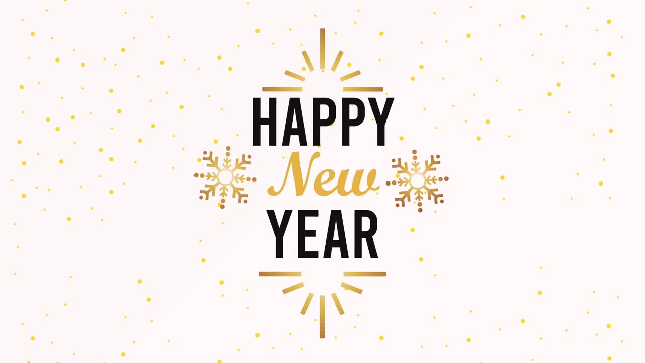 Happy new year lettering card with golden snowflakes | Premium Stock ...