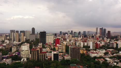 Cinematic-skyline-of-Mexico-city,-aerial-drone-view