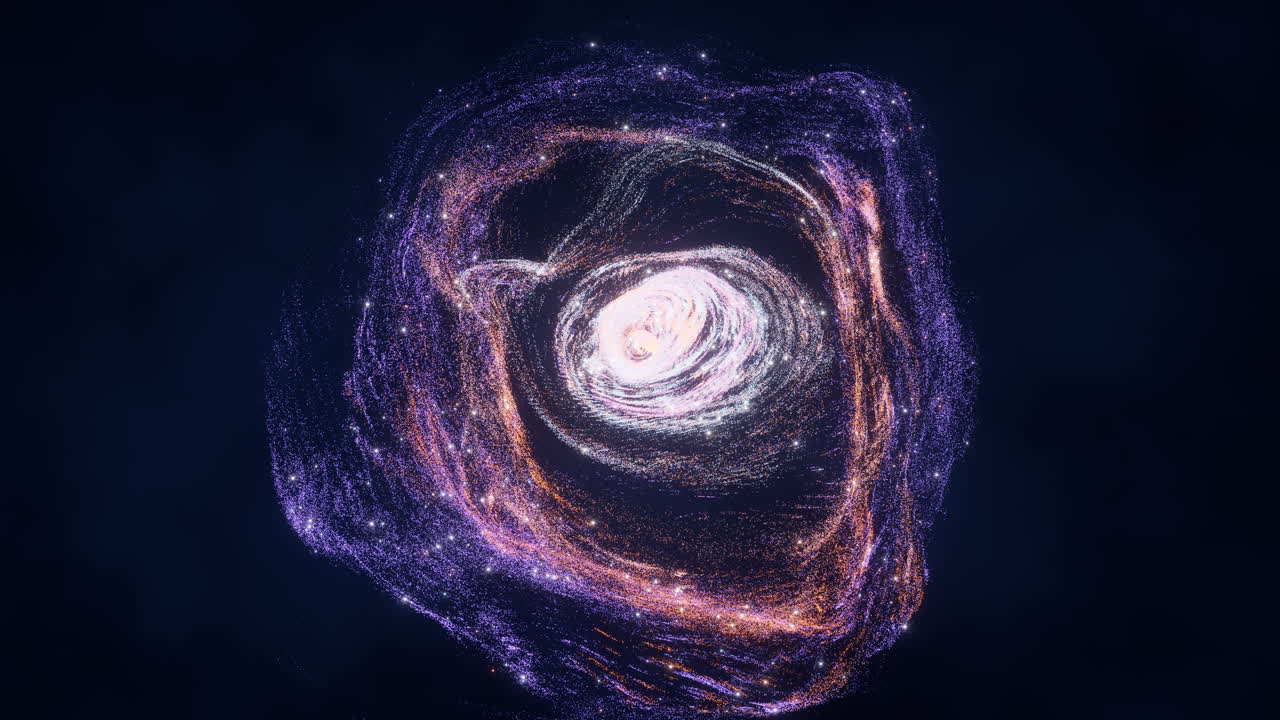 Colorful nebula with density glowing particles, 3d rendering.