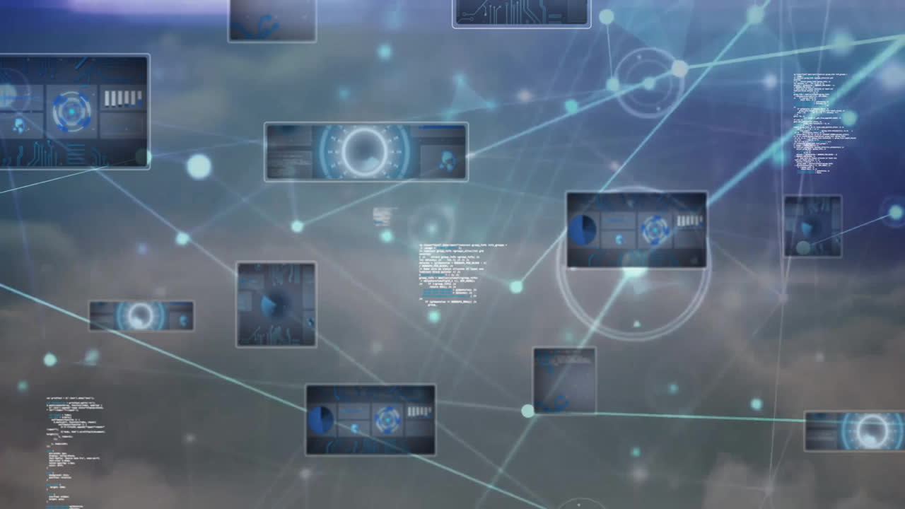 디지털 데이터 처리 및 연결 네트워크의 애니메이션