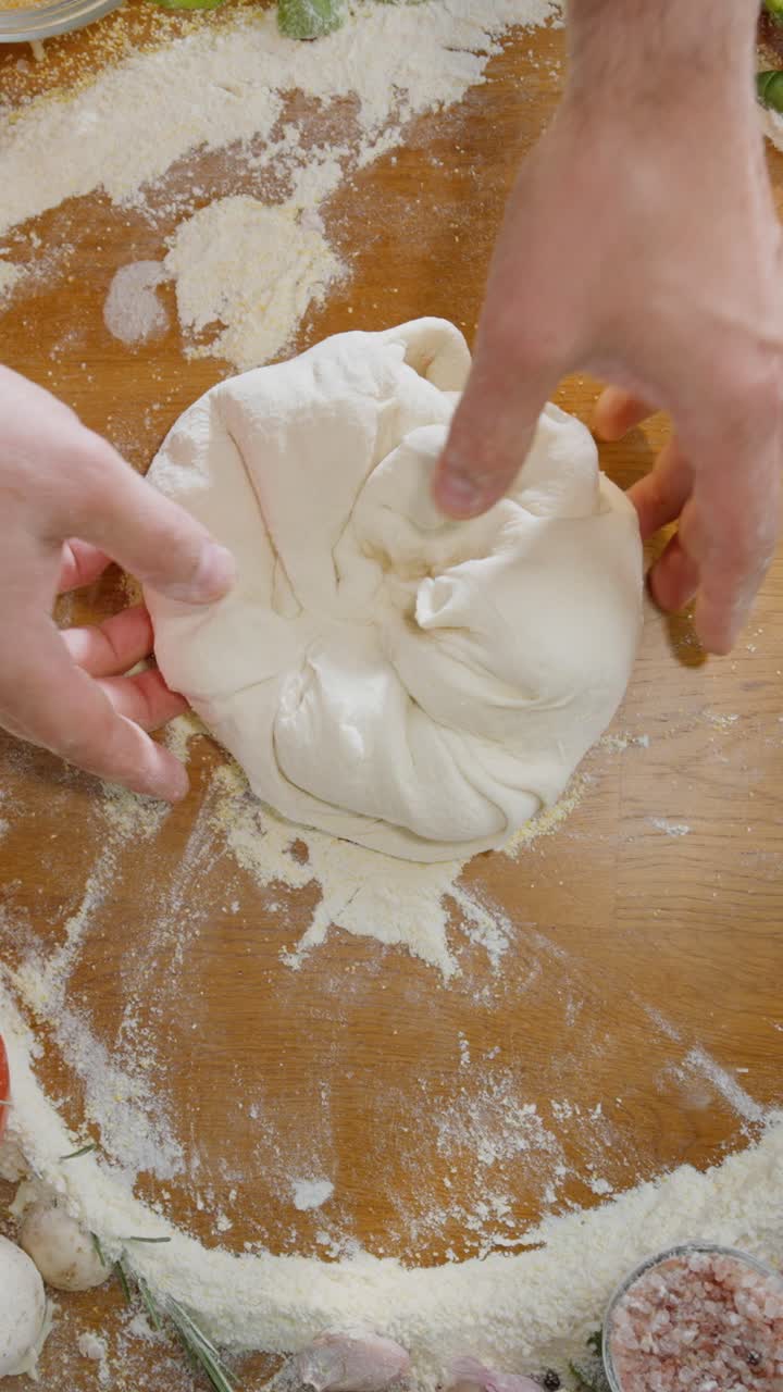 Making Dough with Flour and Hands