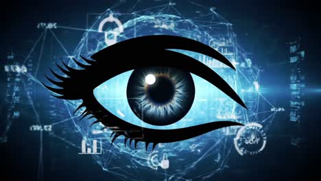 a mesmerizing visual of an eye symbolizing insight and perception amidst a digital landscape engulfed in data and analytics