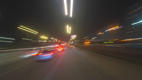 hyperlapse fast motion at the night highway