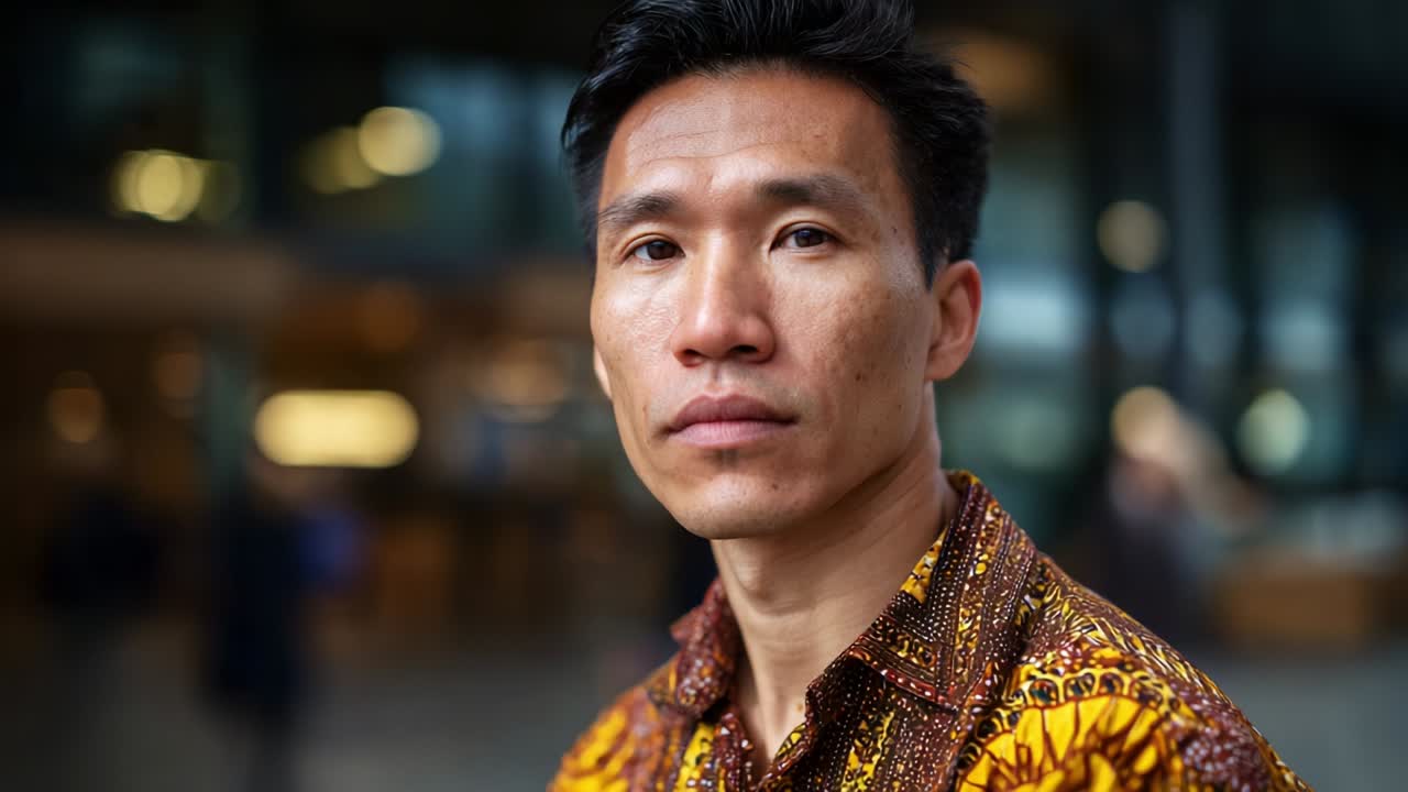 Portrait of a man in batik shirt