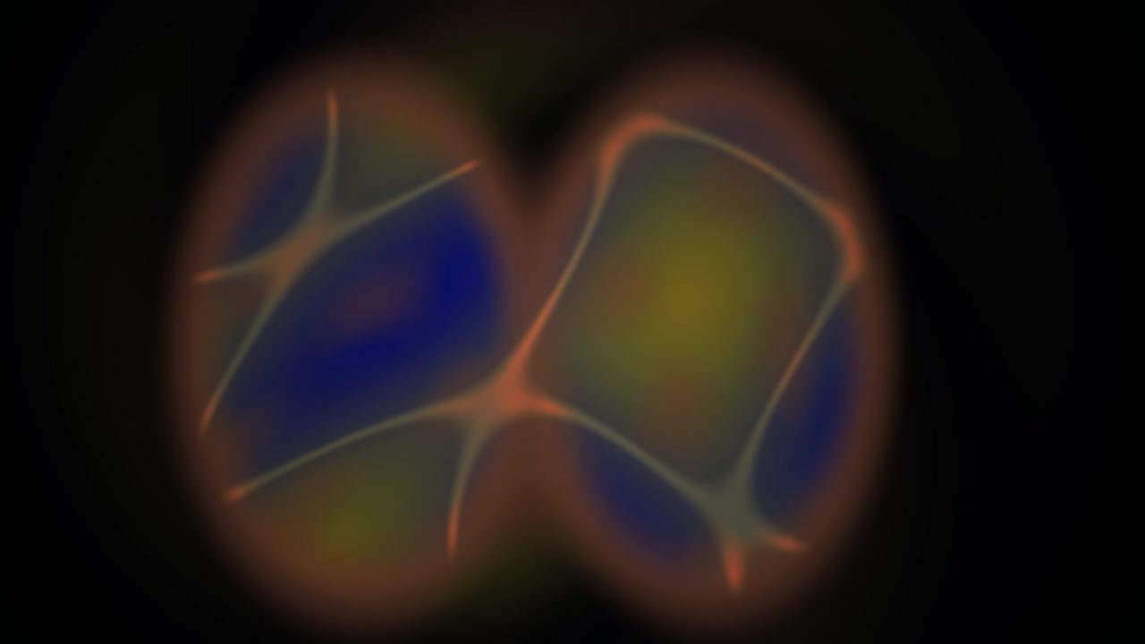 Abstract Glowing Organic Shapes Dividing on Black Background