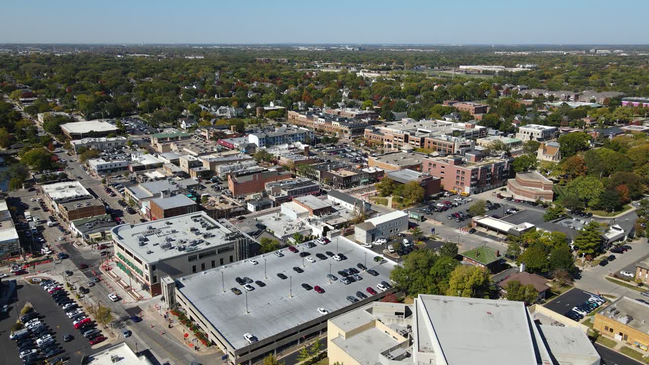 Aerial View of a Suburban Town in Autumn