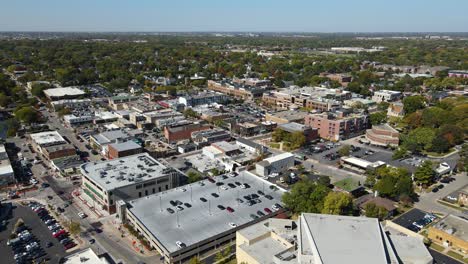 aerial view of a suburban town in autumn