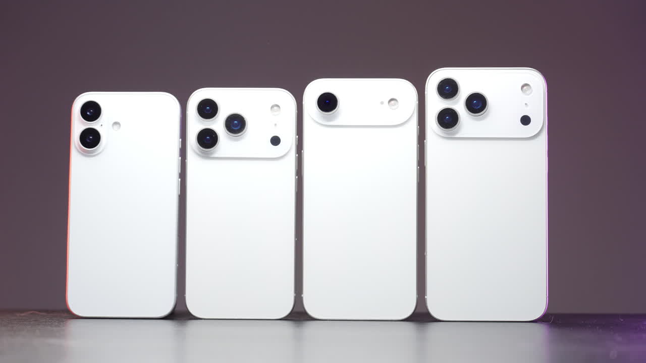 Four Smartphones Lined Up Showing Different Camera Designs