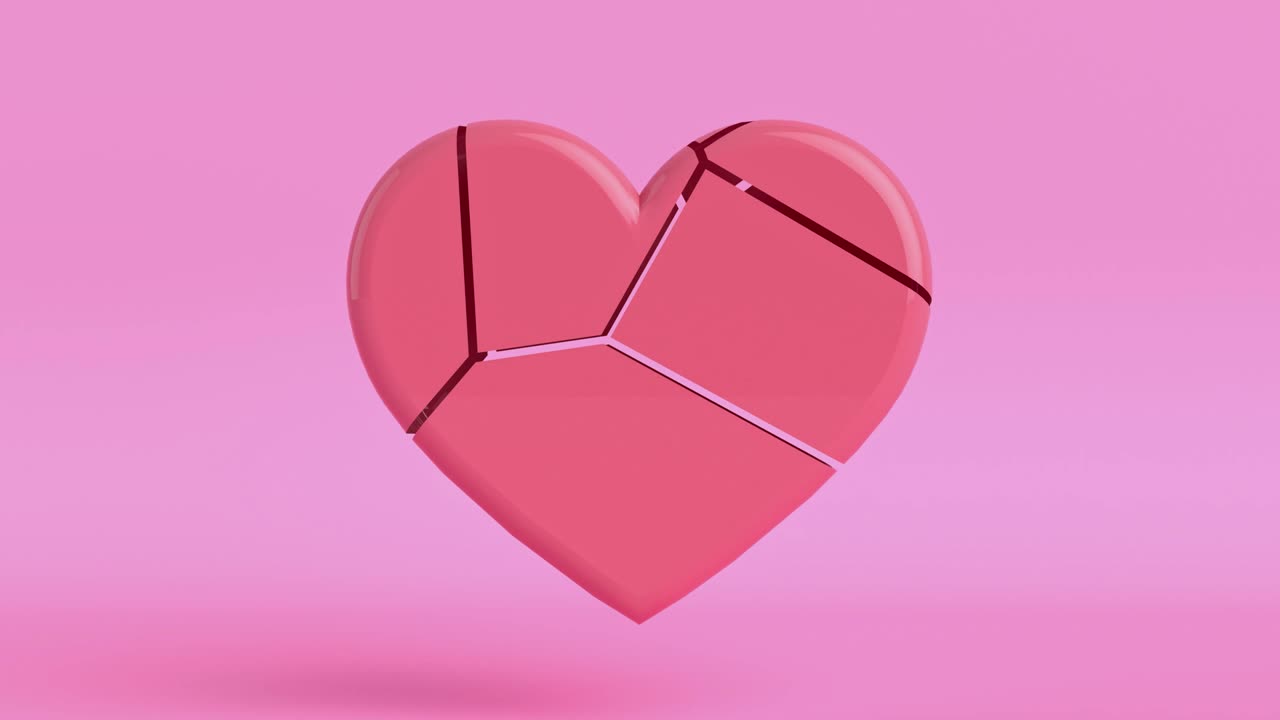 forma de corazón rosado 3d renderización de movimiento estilo de dibujos animados
