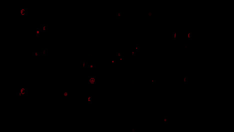 animación de símbolos digitales informáticos y monetarios y procesamiento de datos sobre fondo negro