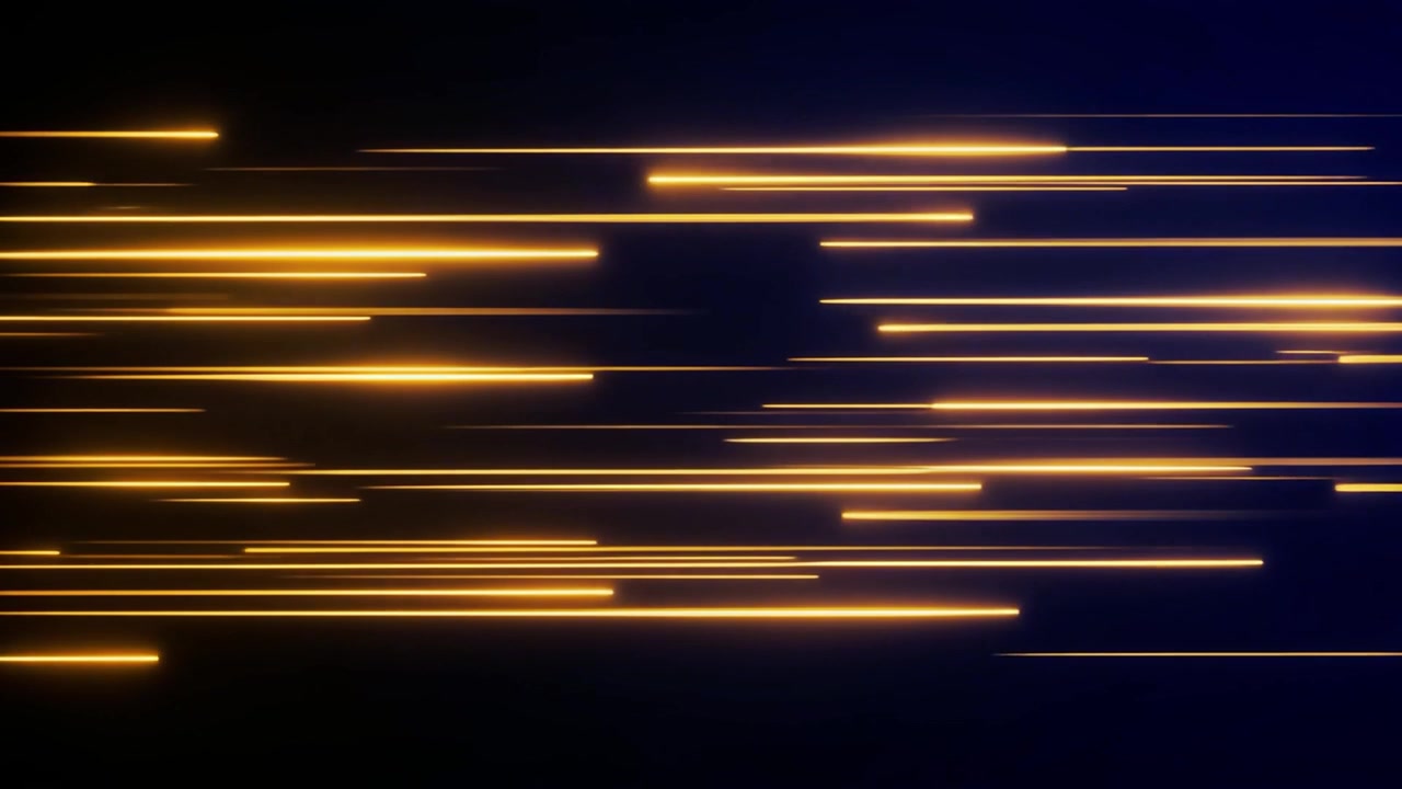 Estelas de luz doradas de rápido movimiento sobre fondo oscuro