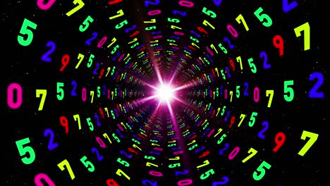 un túnel de números multicolores. una fuente digital.
