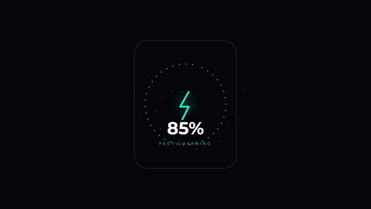 Digital Battery Fast Charging Percentage Indicator Animation