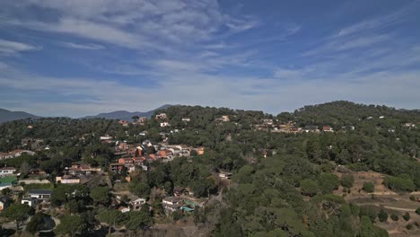 Panoramic-aerial-view-of-Vallgorguina-in-the-Valles-Oriental-region,-Barcelona,-Catalonia,-Spain