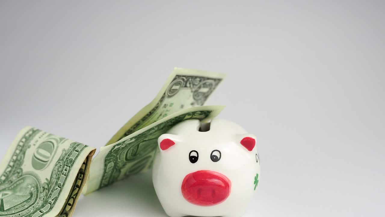 돈은 돈과 함께 돼지 은행에 넣어집니다.