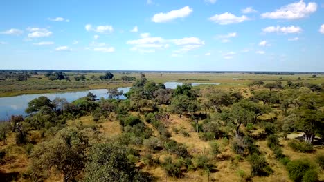 paisaje aéreo de un río africano en nambwa, namibia