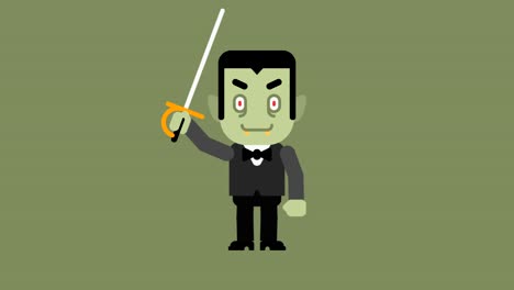 un personaje de dibujos animados de vampiros. felicidades por halloween.