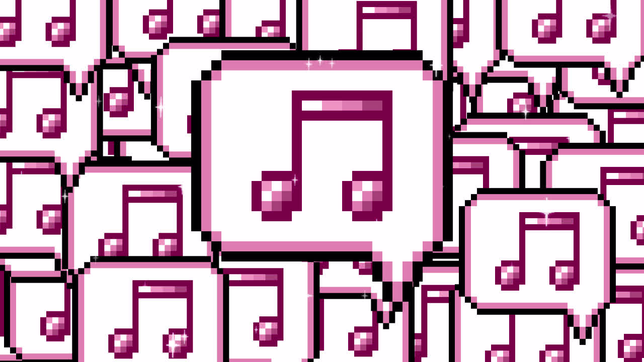 Pixel art pop up speech bubble icon eighth notes Transitions. 1080p - 30 fps - Alpha Channel (8).mov