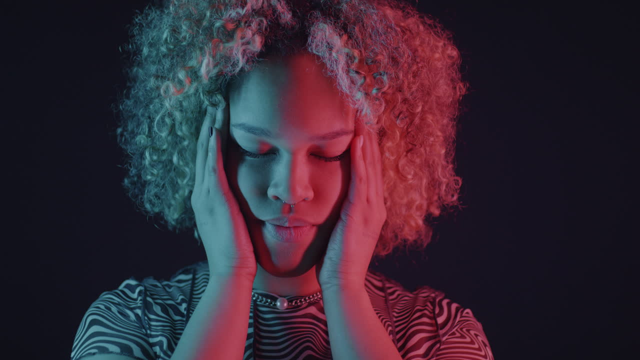 Woman Portrait in Neon Light