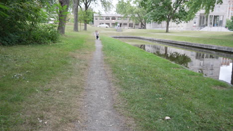 child running in outdoor garden