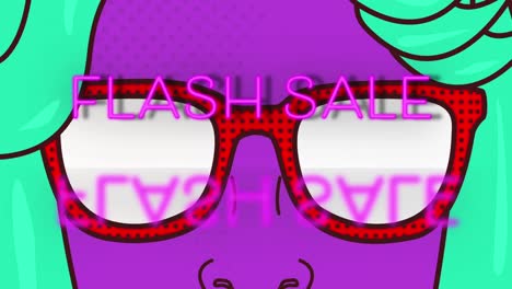 Animatorom-Od-Texto-De-Venta-Flash-Sobre-Cara-De-Dibujos-Animados-Retro-Con-Gafas-De-Sol