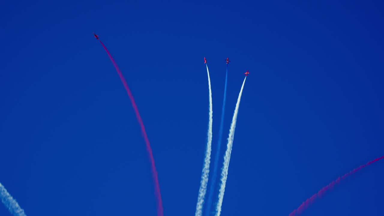 Aerobatic Planes Performing in a Blue Sky