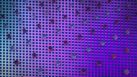 animación de cubos 3d en un patrón sin costuras sobre el fondo del patrón de gradiente de la cuadrícula