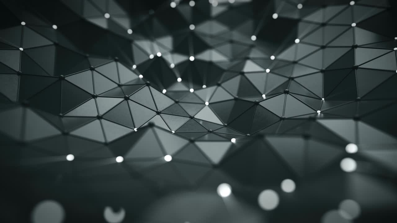 Futuristic polygonal network shape seamless loop 3D render animation