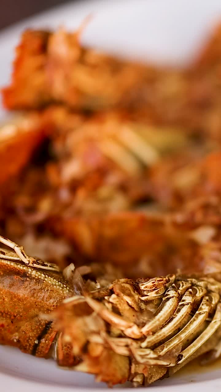 Deliciously prepared mantis shrimp on a plate