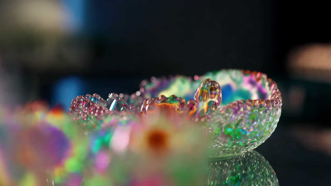 추상적인 다채로운 유리 접시