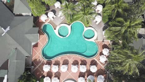 aerial view of a luxurious tropical resort pool