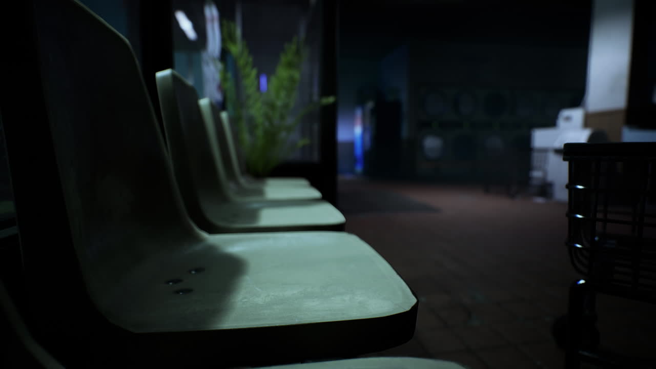 lavandería abandonada por la noche