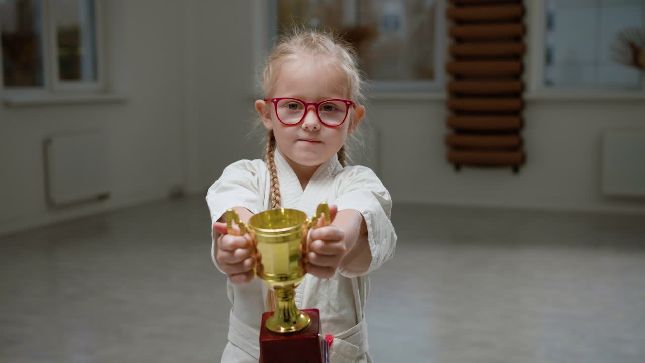 무술 수업에서  키모노를 입은 소녀