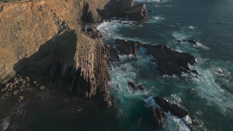 Rocky-coast-of-Atlantic-ocean-in-Portugal,-drone-aerial-view