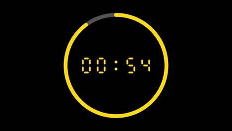 un minuto (60-0 secondi) moderno timer digitale di conto alla rovescia con indicatore di linea circolare su sfondo trasparente