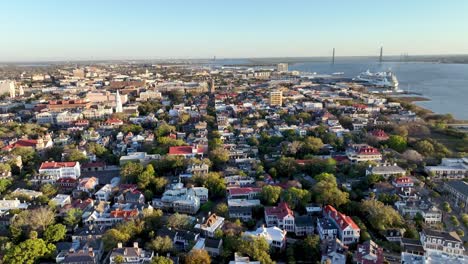 aerial-high-pullout-over-city-of-charleston-sc,-south-carolina