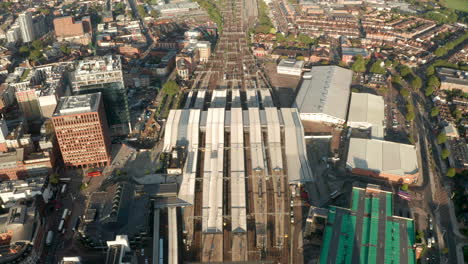 pan down aerial shot over reading station