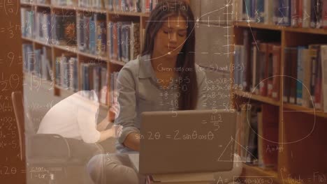 animation of mathematical formulas over caucasian female student