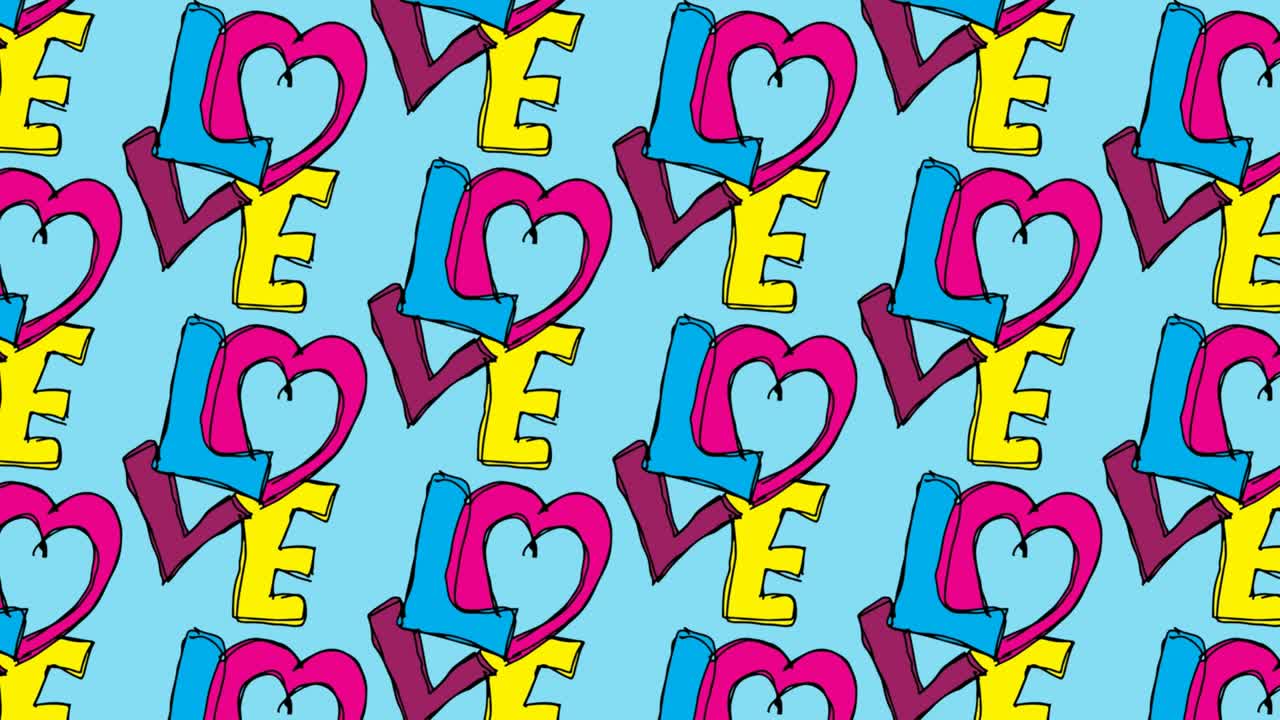 bambini che disegnano pop art sullo sfondo senza cuciture con il tema dell'amore