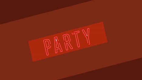 animación del texto de la fiesta de neón sobre fondo rojo