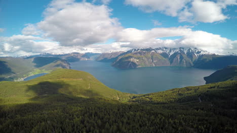 beautiful nature norway.flying over the sognefjorden.