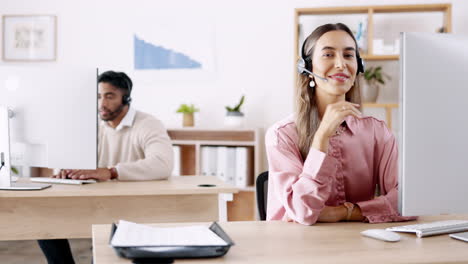 Rostro,-Negocios-Y-Mujer-Con-Telemercadeo