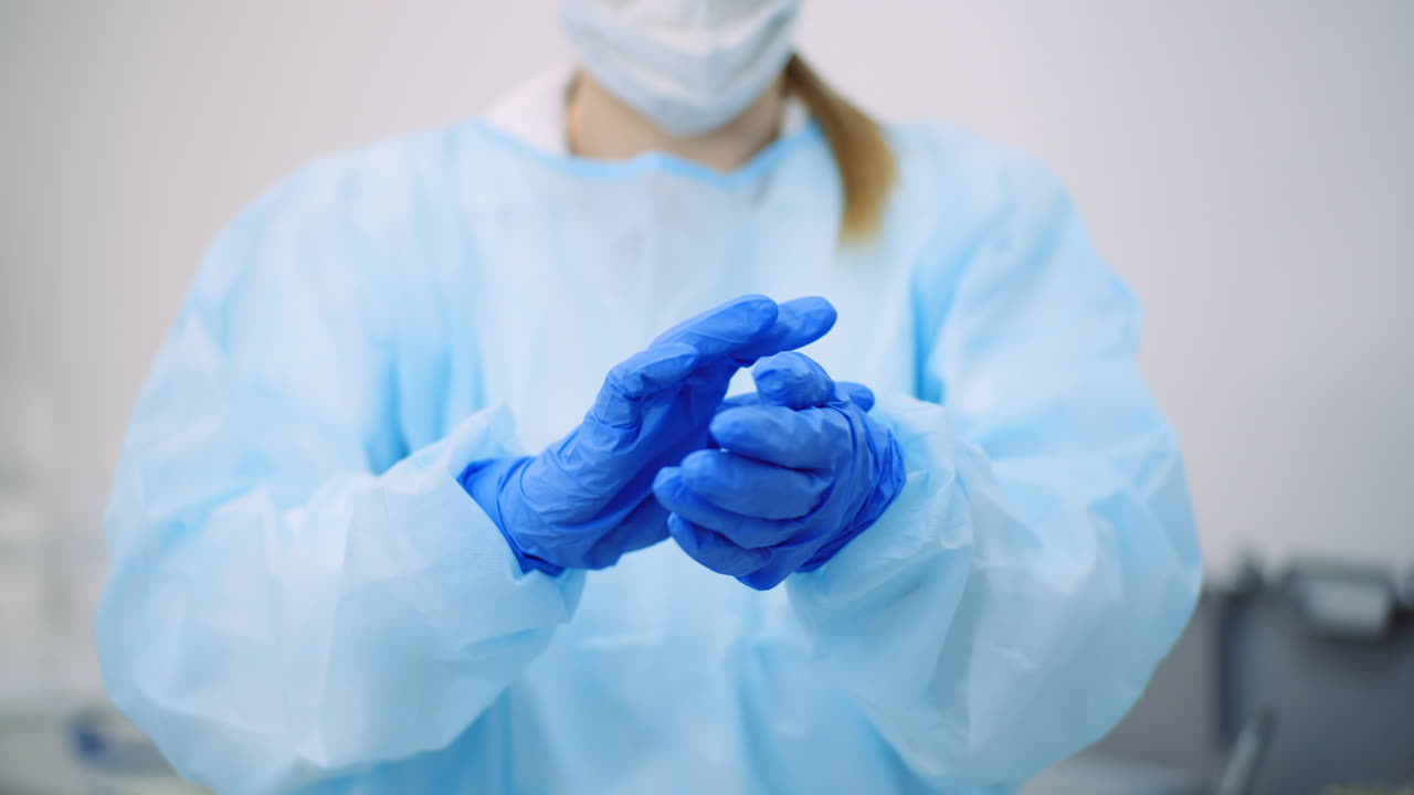 el doctor se quita los guantes protectores