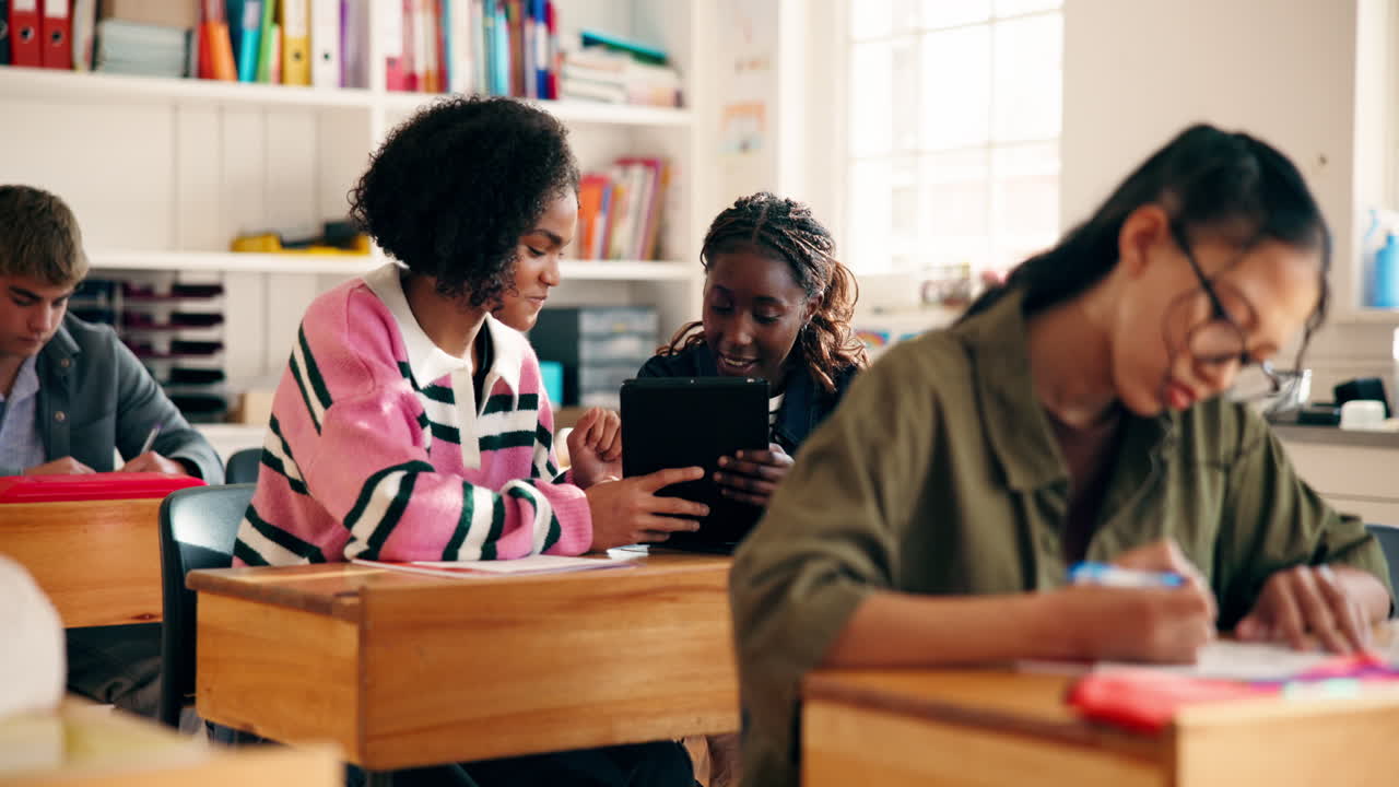 Students collaborating in a classroom
