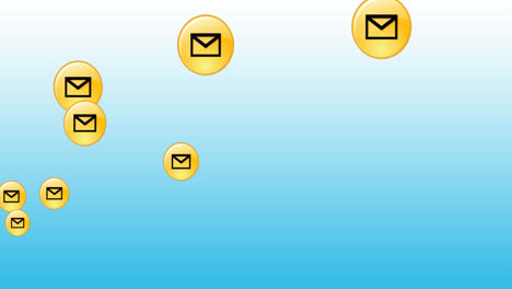 animation of envelope icons over blue background with copy space