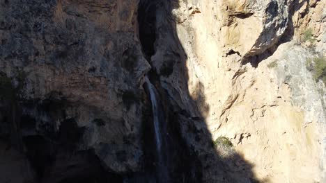 Waterfall-nature-reserve-park-Albufera-Natural-Park-stream-of-water,-aerial