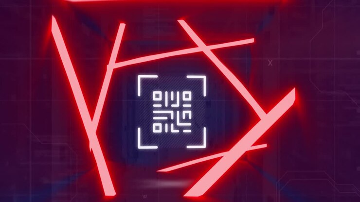 Animation von QR-Code über einem Serverraum