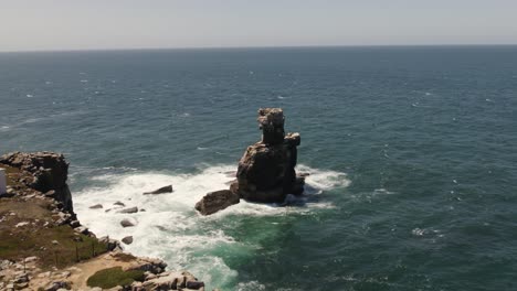 sea stack rock formations on peniche coastline